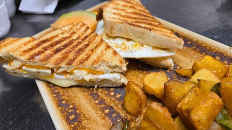 Grilled Trio Cheese & Fried Eggs Sandwich